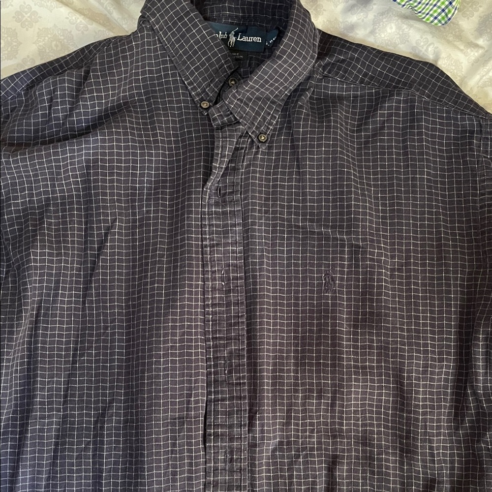 Ralph Lauren Men's Dark Gray Checkered Shirt